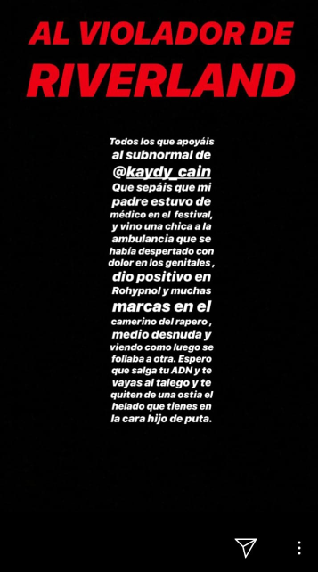 Novedades sobre la acusación de violación a Kaydy Cain captura testigo kaydy 1 - Novedades sobre la acusación de violación a Kaydy Cain