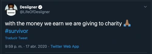 Desiigner tweet survivor charity