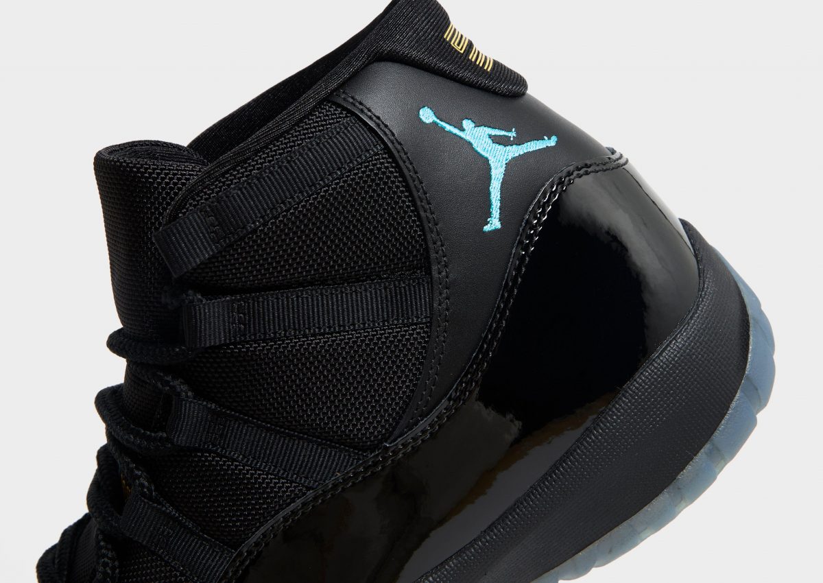 Detalle charol y Jumpman Air Jordan 11 Gamma Blue