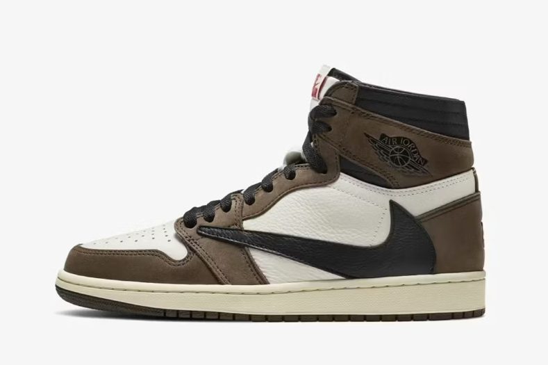 Air Jordan 1 High Travis Scott Mocha 2019 ante marron crema reverse Swoosh bolsillos