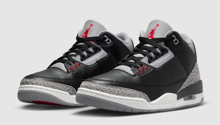 Air Jordan 3 Black Cement negro elephant print gris All-Star Game 1988 lateral