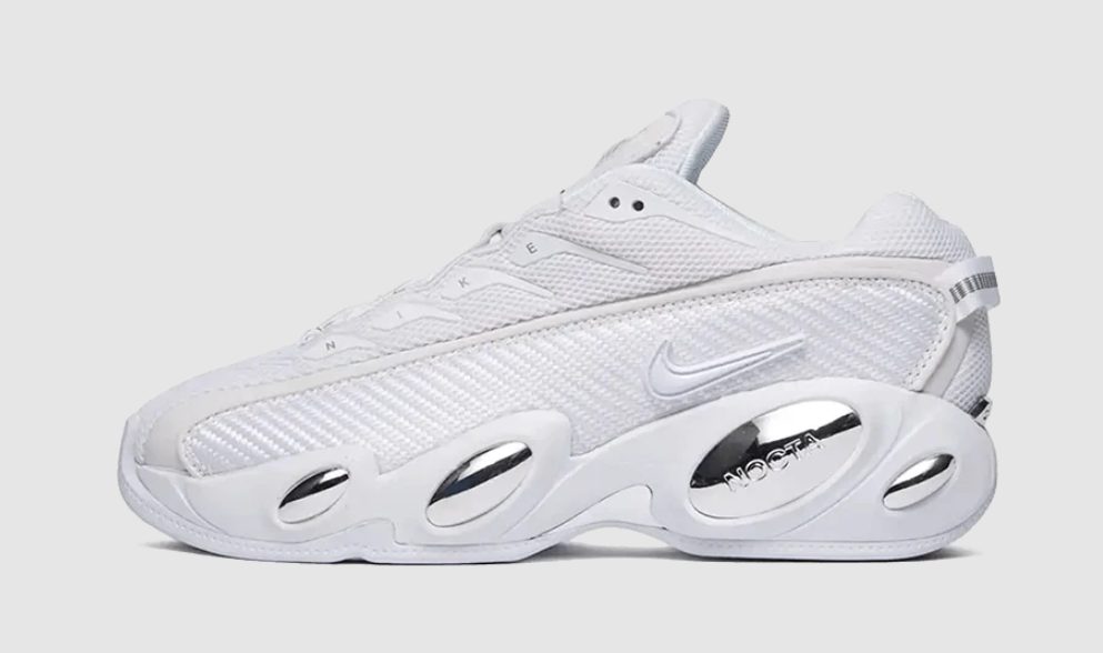 NOCTA Nike Glide White Chrome perfil bajo streamlined Zoom Flight 95