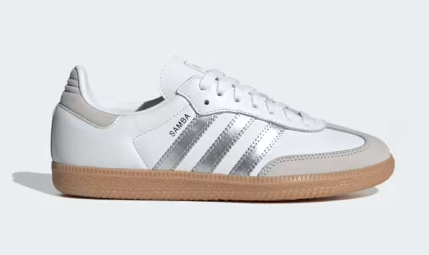 adidas Samba mujer blanco talon plata cuero tira suede antepie tallas desde 35 lateral