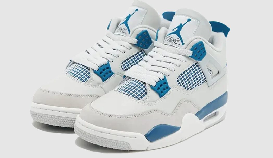 Air Jordan 4 Military Blue blanco gris azul military 1989 colorway original lateral