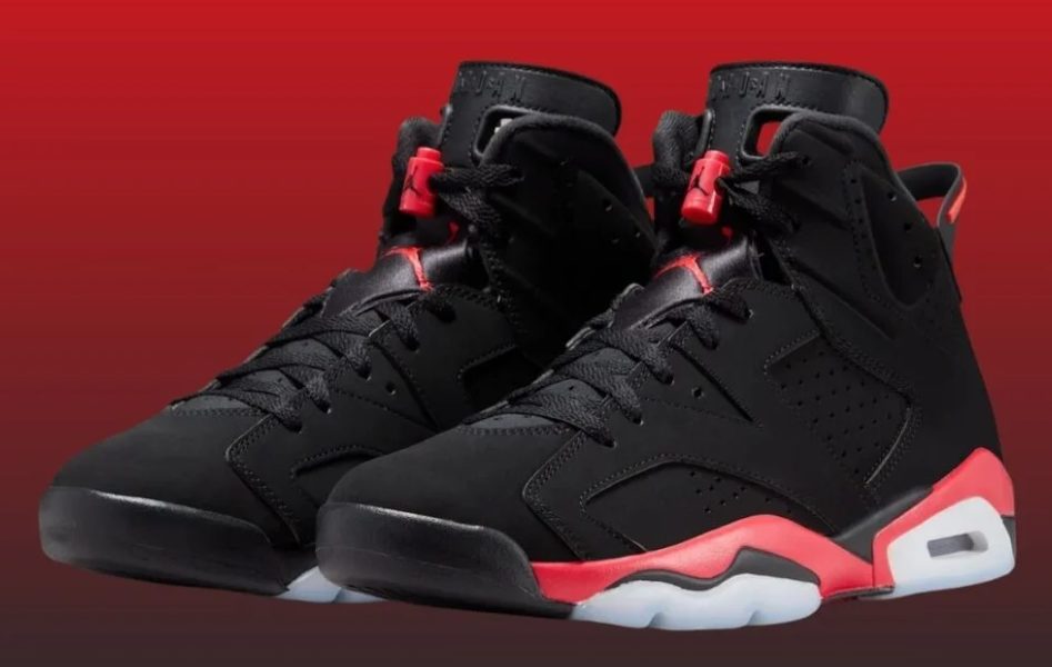 Air Jordan 6 Infrared Salesman 2026 negro gris Light Crimson logo talon 35 aniversario