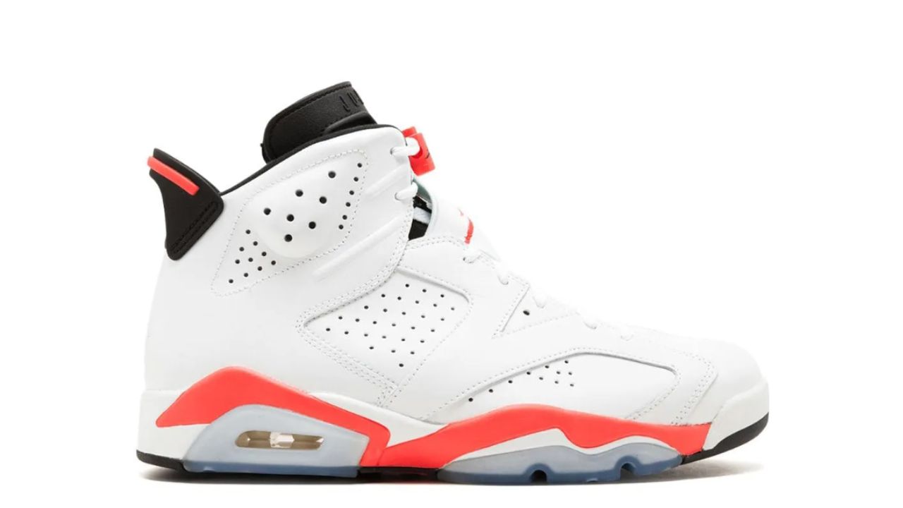 Air Jordan 6 White Infrared blanco rojo infrarrojo temporada regular 90-91 lateral spoiler