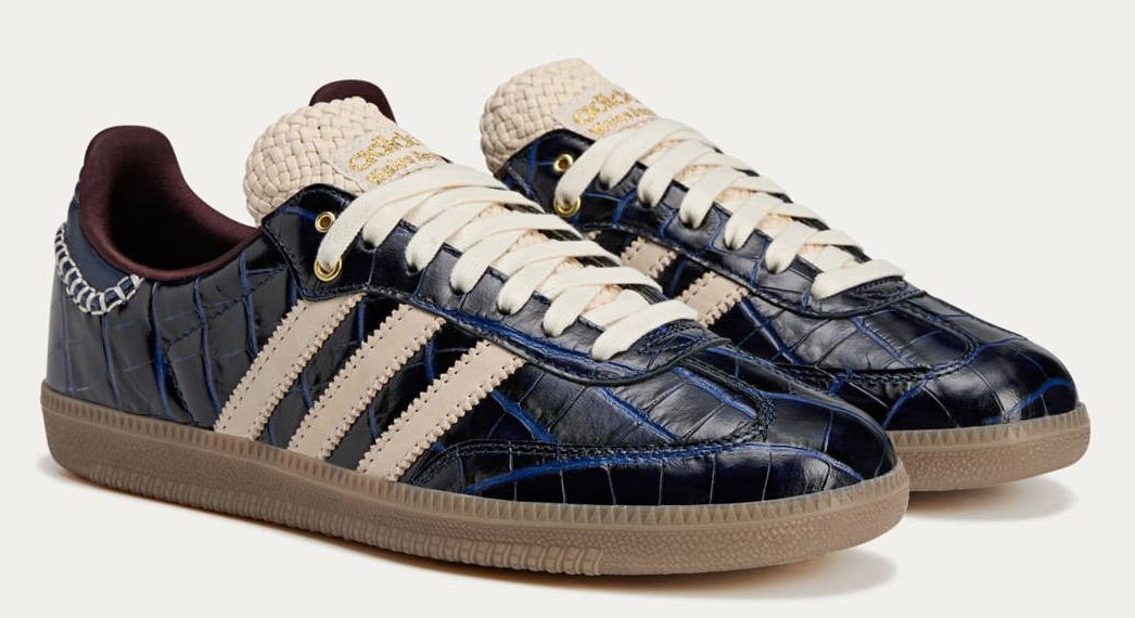 adidas Wales Bonner Samba Croc Collegiate Navy 2024 cuero textura cocodrilo grabado lateral