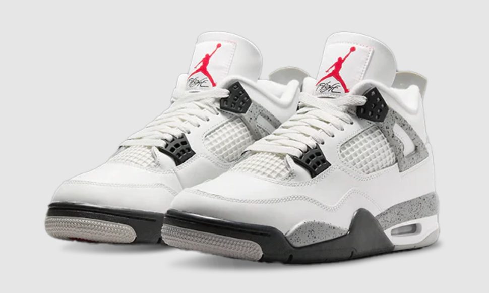 Air Jordan 4 Retro Cement blanco gris negro lace locks vents laterales Tinker Hatfield Nike retro lateral