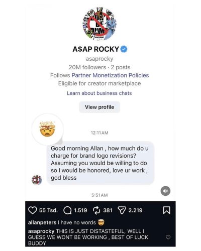 asap rocky diseñador logo allan peter